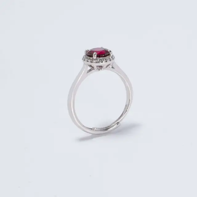 1CT Synthetic Ruby Round Brilliant Cut Ring